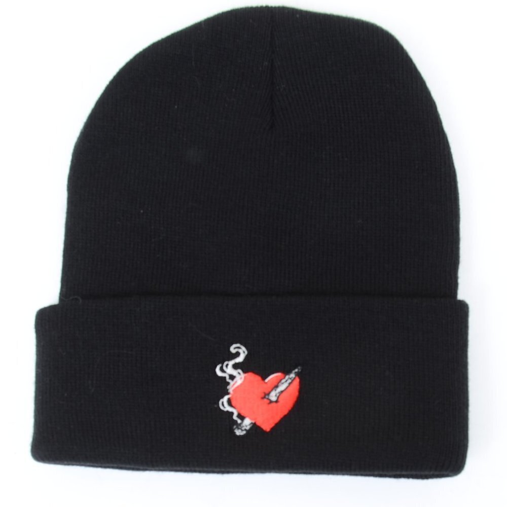 G-Eazy Embroidered Heart & Smoke Beanie Skull Cap‎ Knit Beanie Grunge Punk NEW